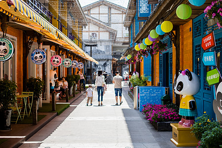 都江堰街道都江堰熊猫小巷背景