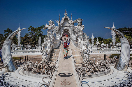 泰国建筑泰国清莱白庙灵光寺背景