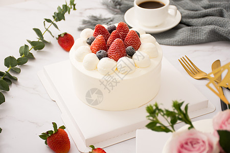 水果奶油生日蛋糕背景图片