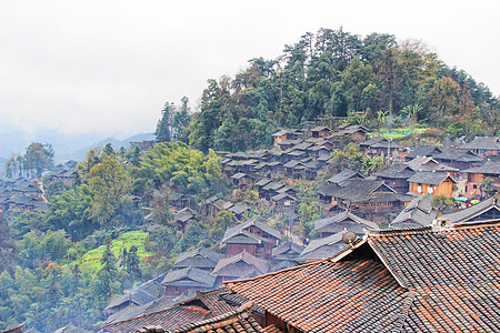 田园木屋贵州黔东南岜沙苗寨背景