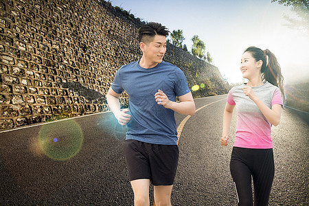 情侣健身跑步运动设计图片