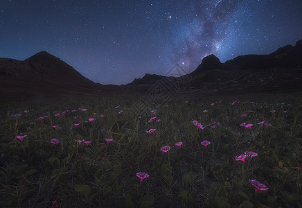 粉色星空琼库石台的星空背景