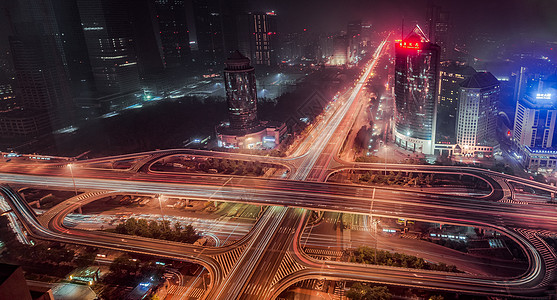 北京市特色地标北京市立交桥四元桥夜景背景