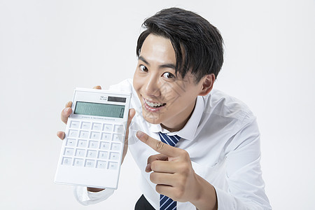 商务男性预算计算器背景图片