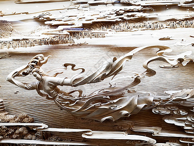 浙江东阳木雕系列嫦娥奔月背景图片