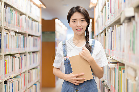 小清新美女图书馆阅读学习人像背景