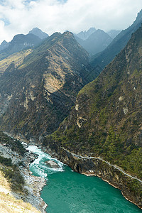 云南香格里拉虎跳峡风光山谷背景图片