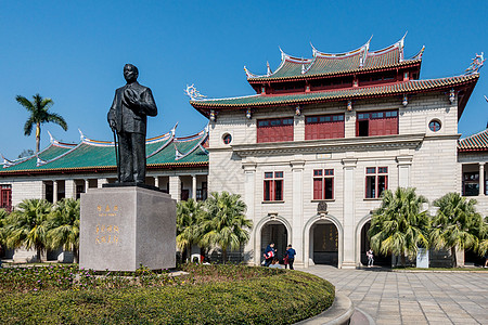 厦门软件园厦门大学校史馆陈嘉庚雕像背景