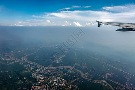 航空小镇高空俯瞰大地背景