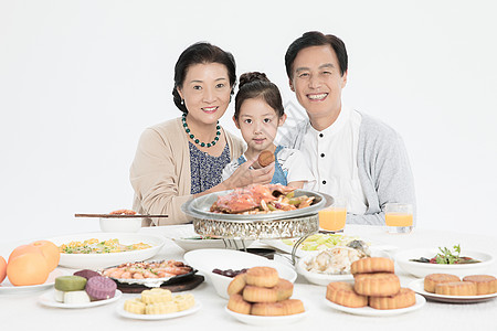 孩子吃饭中秋团圆家庭聚餐背景