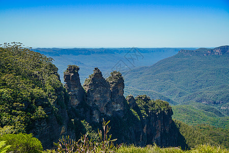 澳大利亚公园澳洲悉尼蓝山公园三姐妹峰背景