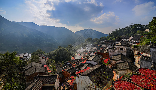 篁岭晒秋江西省上饶市婺源篁岭古村晒秋背景