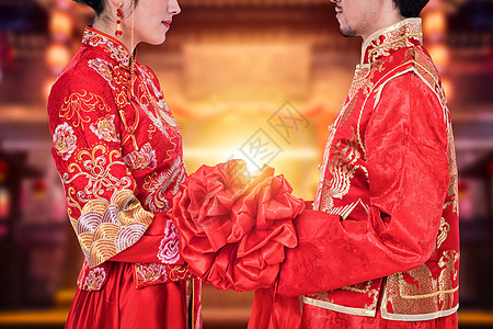 新娘和新郎中式婚礼设计图片