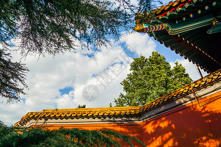 北京夏末初秋的景山公园背景