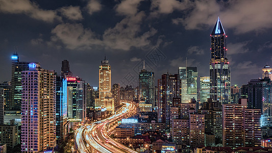 上海城市夜景背景