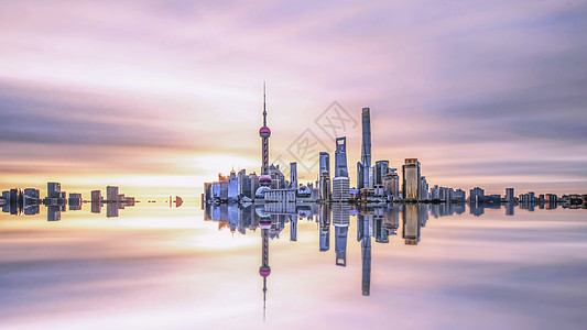 城市金钱上海城市日落风景背景
