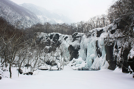 冰雪旅游长白山冰冻的瀑布背景