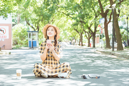 阳光下青春文艺女孩高清图片