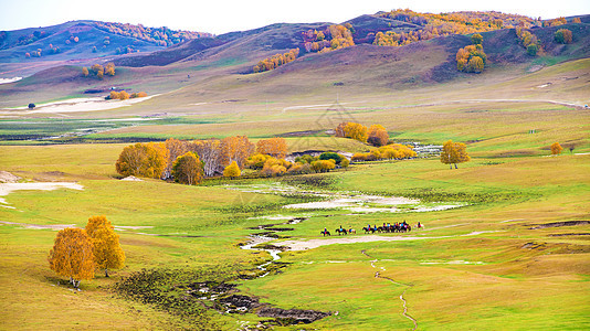 五彩斑斓的草原秋色自然美高清图片素材