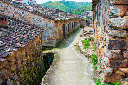 福建泉州樟脚村彩色石古厝图片