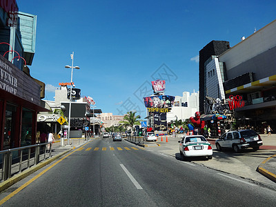 高清街景素材墨西哥尤卡坦半岛坎昆街景背景