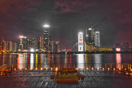 合肥翡翠公园安徽合肥天鹅湖夜景背景