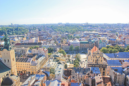 乌克兰利沃夫城市全景背景图片