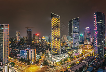 成都市建筑地标成都市天府广场三岔路口夜景背景