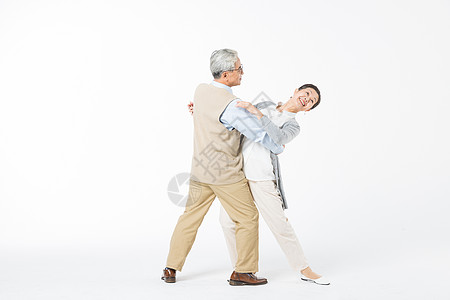 老年养生幸福的老年夫妻跳舞背景
