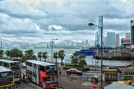 香港码头台风天的香港中环码头背景