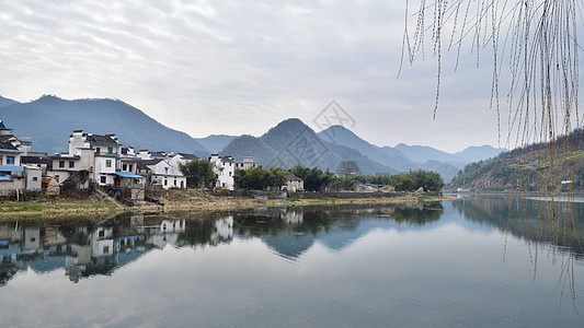 徽行古道绩溪县徽派建筑徽派乡村背景