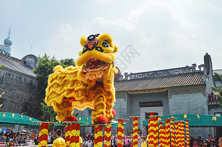 黄飞鸿故居舞狮高清图片