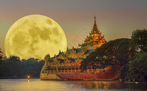 泰国 曼谷  大皇宫泰国月色设计图片