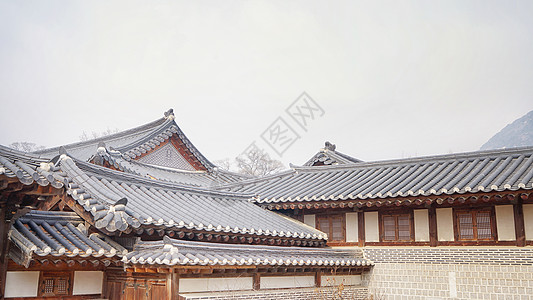 韩国韩屋民居韩国韩式韩屋背景