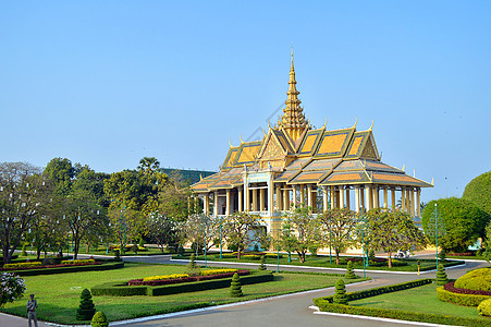 柬埔寨式寺庙柬埔寨金边皇宫背景