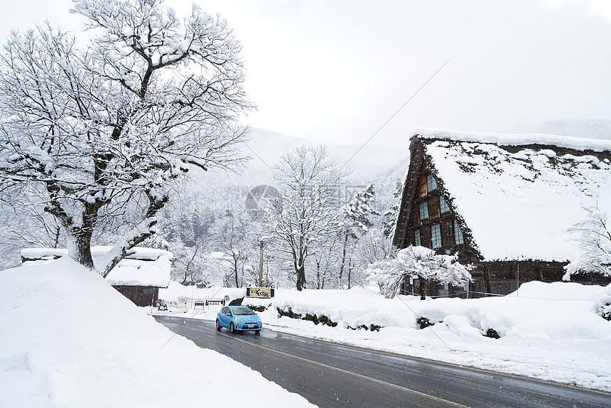 日本白川乡雪景图片