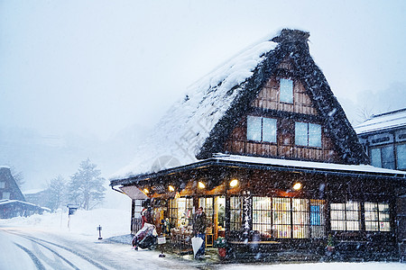 日本白川乡雪景高清图片