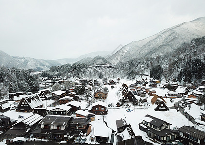 大雪小视频航拍日本白川乡背景