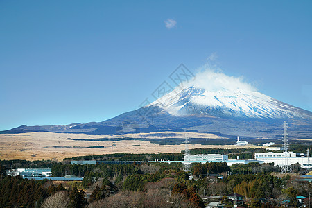 印尼火山全景日本富士山背景