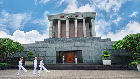 越南女人越南河内城市地标背景