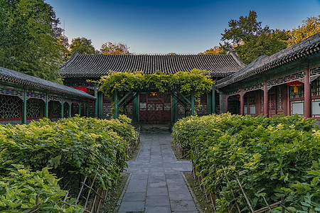 北京恭王府蝠厅北京恭王府牡丹院.红灯笼背景