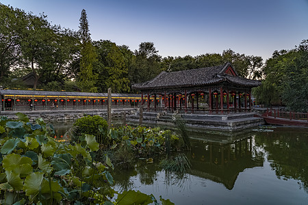 北京景点北京恭王府湖心亭.诗画舫背景