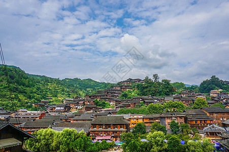 古街景色贵州黔东南西江千户苗寨背景