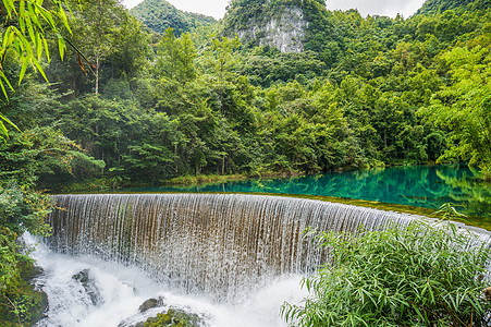 温泉瀑布贵州黔南荔波小七孔景区背景