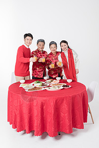 春节回家一家人过新年吃年夜饭背景
