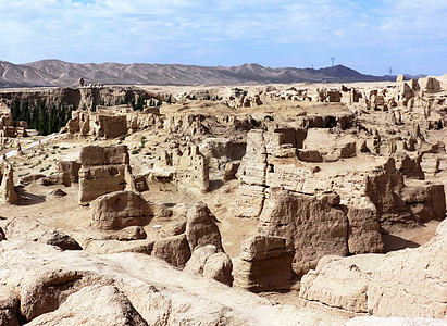 世界旅行新疆交河故城具有两千多年历史古代都市遗迹背景