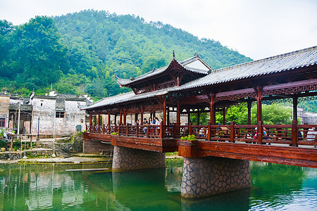 江西瑶里古镇廊桥背景图片