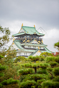 日本大阪城日本天守阁背景