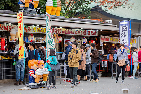 日本大阪城公园小卖店餐饮店高清图片素材