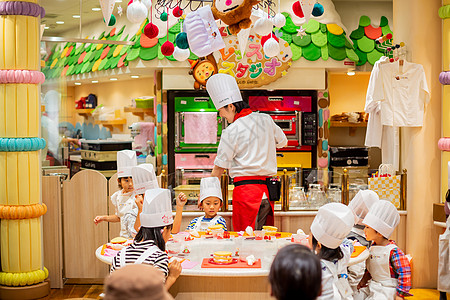 厨师做饭日本商场儿童乐园背景